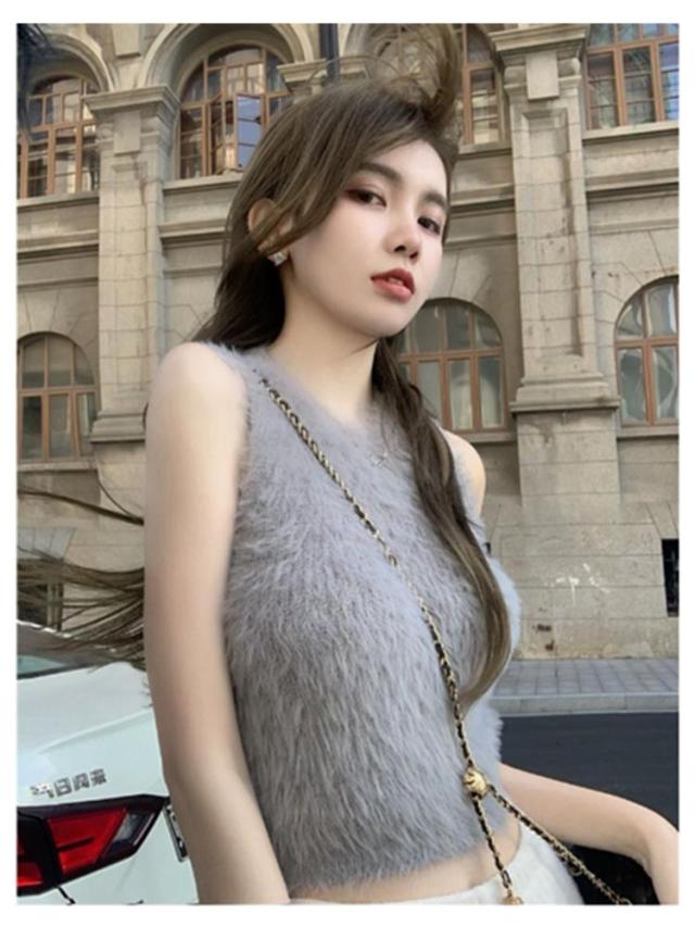 ノースリーブ キャミソール ミンク カットソー モコモコ インナー