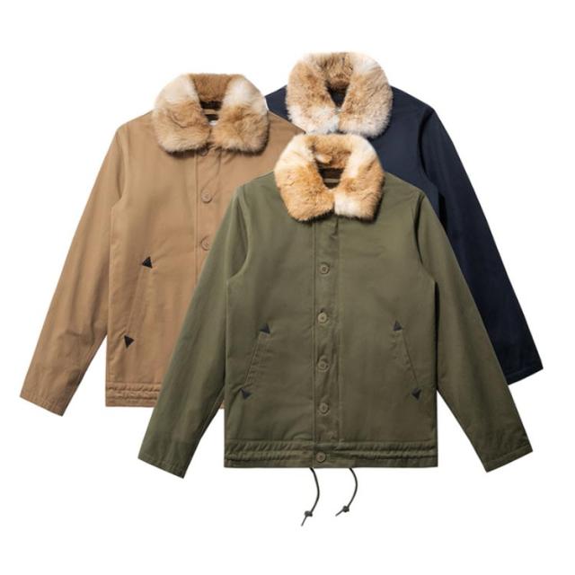 新品 米軍 N-1デッキジャケット ミリタリー アウター メンズ レディース 綿 ウール ウール混 襟元 ラビットファー ミリタリージャケット N1 N-1 デッキジャケット 秋 冬 防寒 アメリカ軍 海軍 NAVY ネイビー カーキ ブラウン ウール混 レディース 新品 米軍 アウター メンズ ウール デッキ