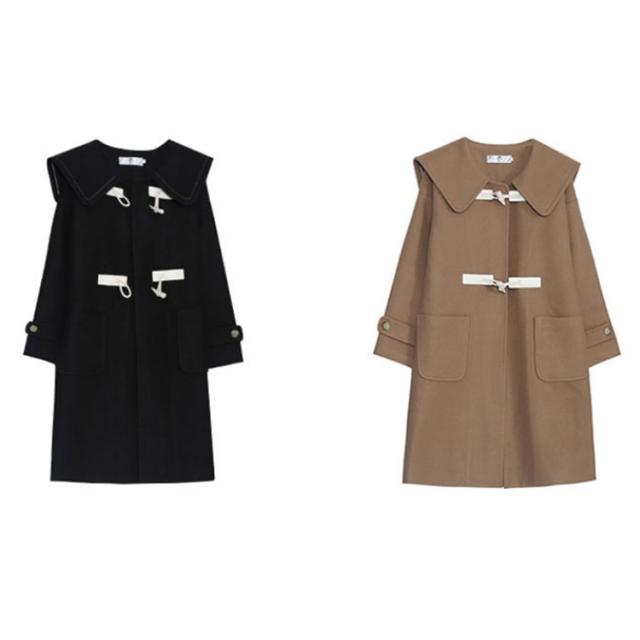 レディース パッチポケット コート ビッグカラー きれいめ セーラー