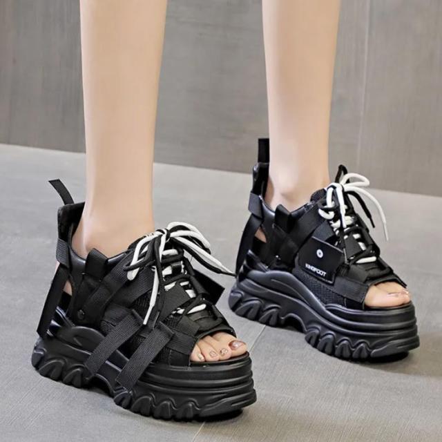 全2色 ブーツ レディース パンク 地雷系 サンダル 地雷系 厚底ブーツ