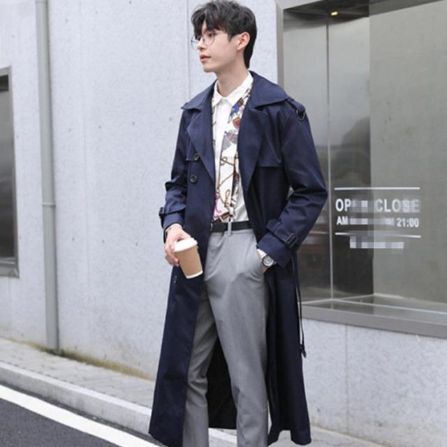 メンズ ロングコート 無地 2タイプ 裏起毛 薄手 スプリングコート アウター トレンチコート ロング丈 紳士服 ビジネスコート トレンチコート 折り襟 長袖 ダブルコート ゆったり 大きいサイズ カジュアル きれいめ 仕事 通勤 紳士 春服 冬服 秋服 春 秋 冬 ギフト_1