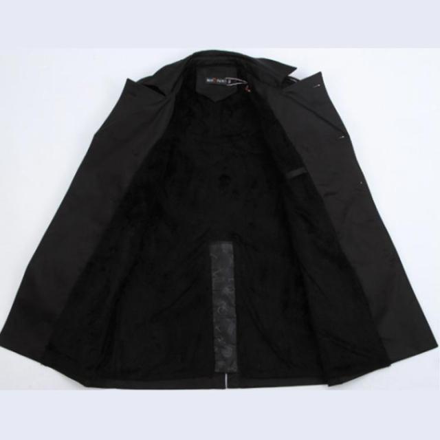 メンズ ロングコート 無地 2タイプ 裏起毛 薄手 スプリングコート アウター トレンチコート ロング丈 紳士服 ビジネスコート トレンチコート 折り襟 長袖 ダブルコート ゆったり 大きいサイズ カジュアル きれいめ 仕事 通勤 紳士 春服 冬服 秋服 春 秋 冬 ギフト_4