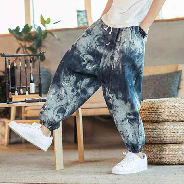monks/ nop de nod ⿻ リネン 7分丈 サルエルパンツ 夏 サルエルパンツ メンズ メンズファッション 麻パンツ リネン