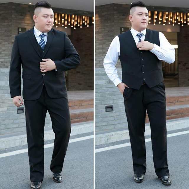 S〜5XL！メンズスーツ 大きいサイズ ウォッシャブル ブラック