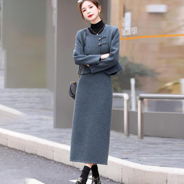 セットアップ レディース 厚手 セットアップ ツイード オフィス