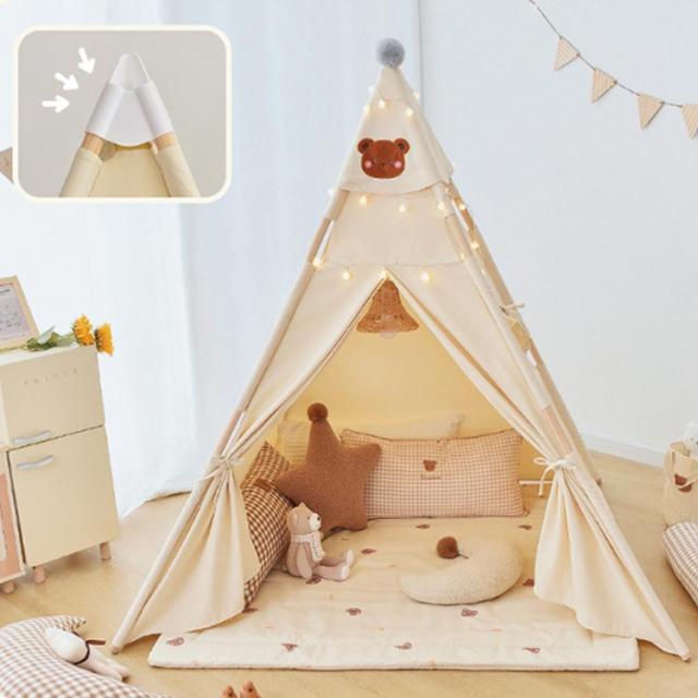 テント キッズ おもちゃ かわいい プレイテント 男の子 子供用テント 折りたたみ プレゼント ティピー くま おしゃれ テントハウス 屋内 こどもテント キッズハウス ボールハウス 窓付き 熊 秘密基地 ベビー プレイルーム 洗える キッズ おしゃれ 北欧 誕生日_2