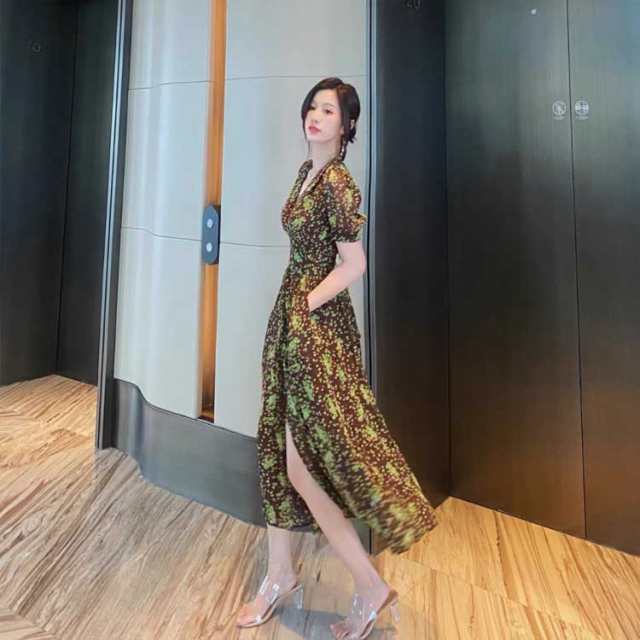 刺? ワンピース ロングワンピース Vネック ワンピース 春夏