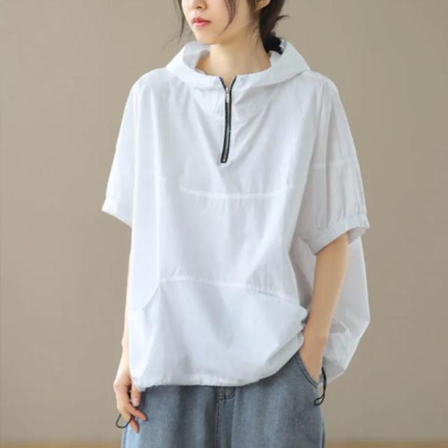 レディース パーカー 夏 半袖パーカー 半袖 tシャツ フード付き