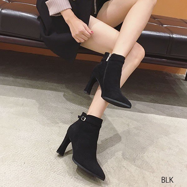 ブーツ ショートブーツ レディース  ジップブーツ ヒール +８cm 大人 きれいめ おしゃれ ポインテッドトゥ フェイクレザー 合皮レザー 黒 22E85139 セール ブーツ ショートブーツ レディース ジップブーツ ヒール +8cm 大人