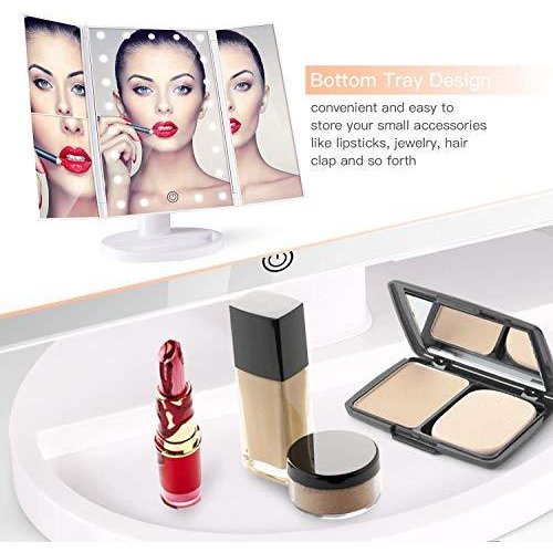 BESTOPE 化粧鏡 化粧ミラー 鏡 三面鏡 女優ミラー 卓上 led付き