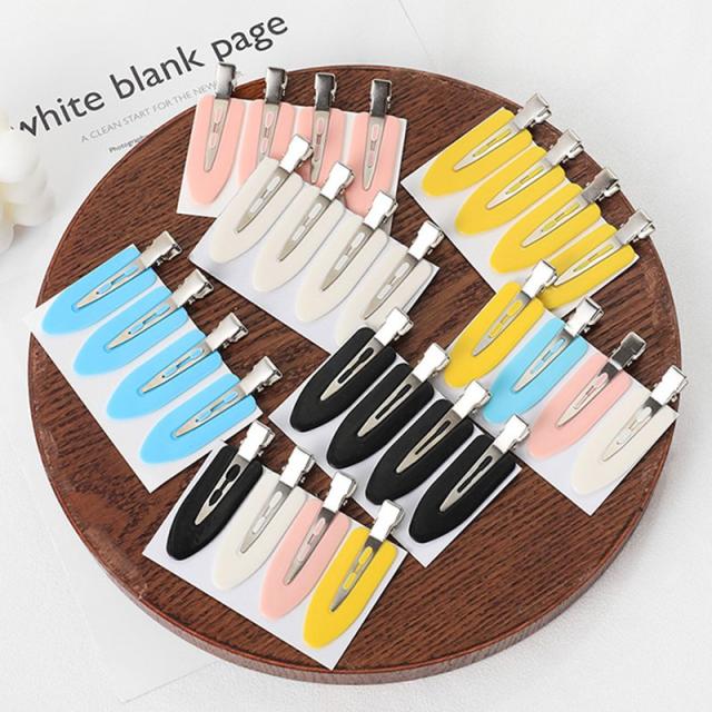 No.259】ヘアクリップ くすみブルー×ホワイトゴールド