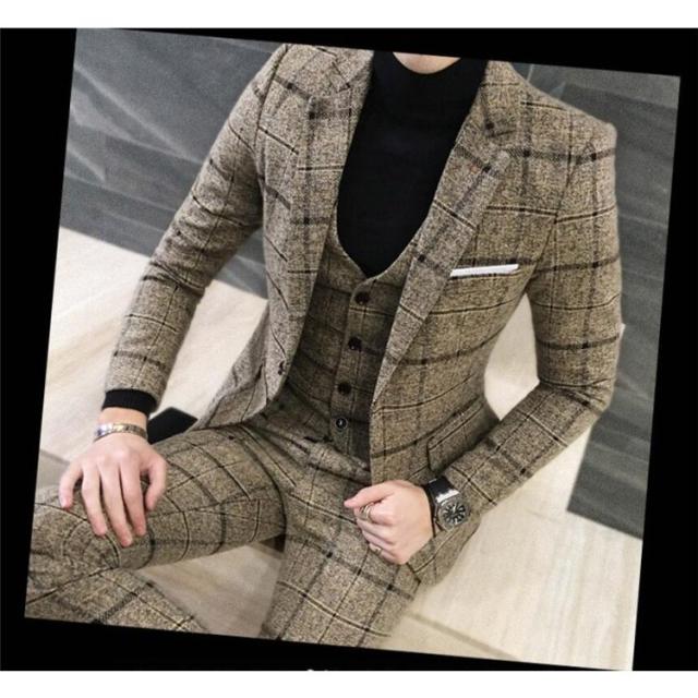 ビジネススーツ スリーピーススーツ3ピーススーツ ３点セットチェック柄# ビジネススーツ スリーピーススーツ3ピーススーツ 3点セットチェック