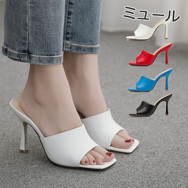 返品可　美品 レネカオビラ ドレスシューズ サンダル ミュール ハイヒール 赤 返品可 美品 レネカオビラ ドレスシューズ サンダル ミュール