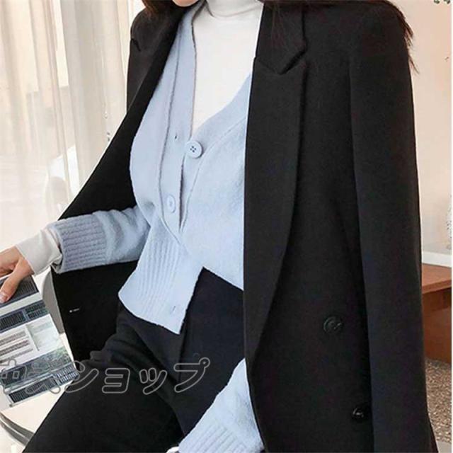 パンツスーツ レディース 2点セットパンツ黒スーツ 韓国風長袖