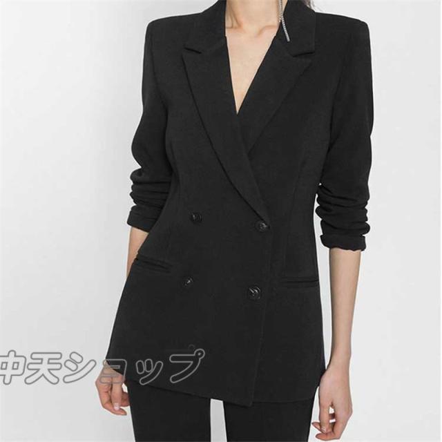 パンツスーツ レディース 2点セット 黒スーツ セレモニースーツ 韓国風