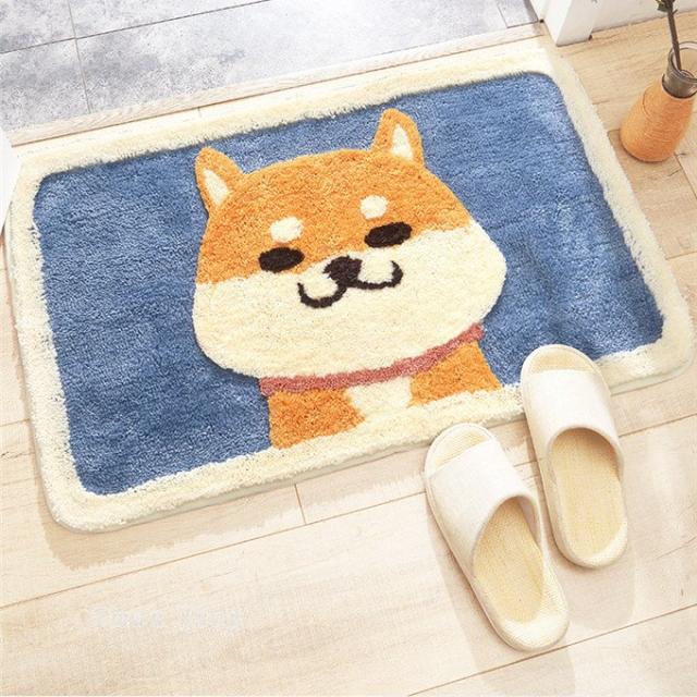 バスマット 玄関マット お風呂マット 台所マット カーペット 室内 浴室 洗面所 家庭用 吸水速乾 可愛い 猫柄/犬柄 リビング インテリアマット 洗える 滑り止めの通販は