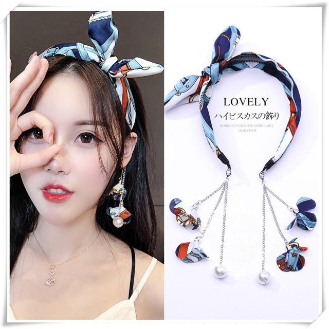 送料無料2way パール カチューシャ チャーン付き ヘッドバンド ヘアバンド レディース ヘアアクセサリー 花モチーフ 髪飾り 女性
