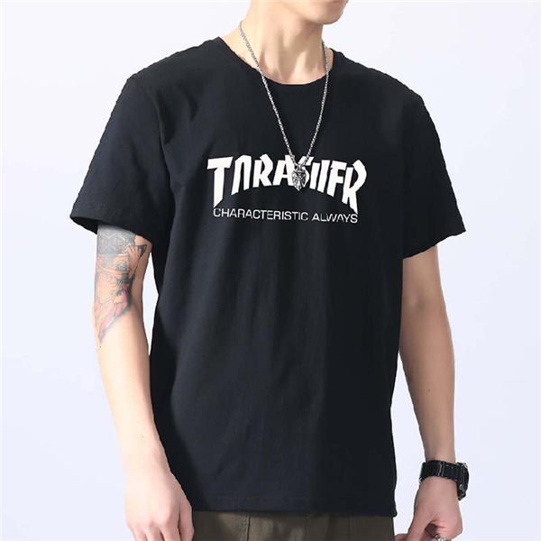 Tシャツ メンズ 半袖Tシャツ クルーネック トップス ロゴプリント 黒