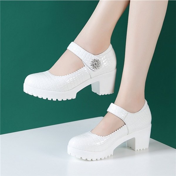 21.5~26.5 ストラップパンプス 黒 太ヒール レディース 大きいサイズ 靴 6/8/10cmヒール シューズ 卒業式 結婚式 プレゼントの通販は 5,215円