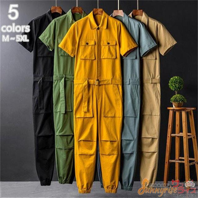 サロペットつなぎ ワークカーゴパンツ オーバーオールメンズロングパンツ カジュアル 作業着 作業服 新作の通販は