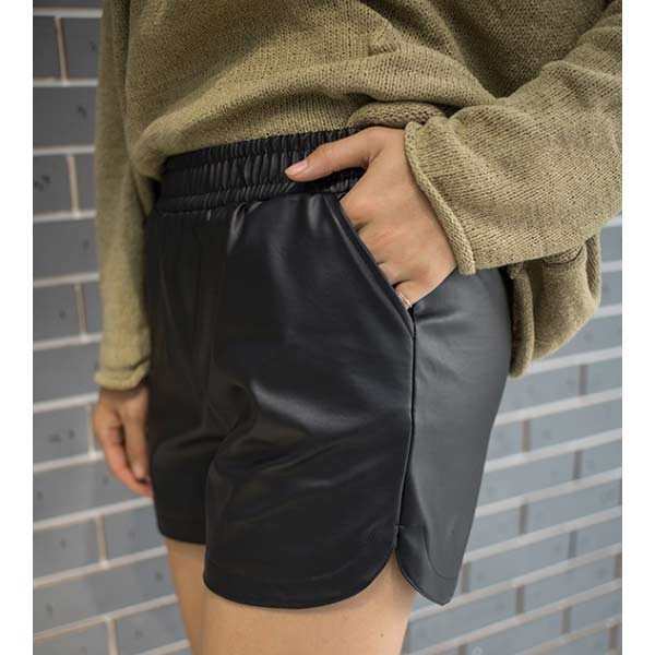 セール]ショーパン ショートパンツ レディース フェイクレザー
