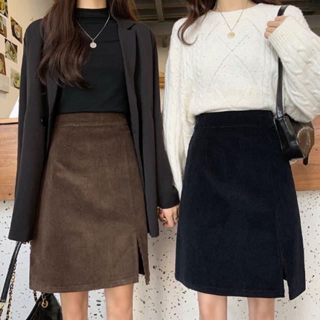 レディース ペンシルスカート ミドル丈 タイトシルエット ボトムス 大きいサイズ コーデュロイスカート ロング ミモレ丈 膝丈 タイトスカート ロングスカート 動ける ウエストゴム おしゃれ きれいめ 可愛い 春 秋 冬 送料無料