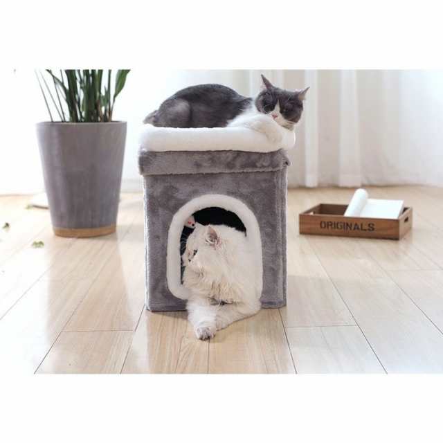 猫用ベッド キャットハウス ネコ ペットグッズ ペット用品 かくれんぼ おしゃれ かわいい 暖かい 多頭用 ふわふわ グレーの通販はau PAY  マーケット - ココロ