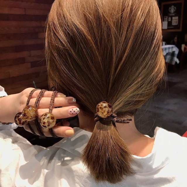 ヘアゴム ヘアアクセサリー ヒョウ柄 アクリルボール レオパード 髪