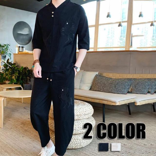 セットアップ メンズ Tシャツ パンツ 大きいサイズ メンズセット 上下セット メンズ セットアップ ルームウェア 2点セット 上下セット 涼しい 春 夏 2色の通販は