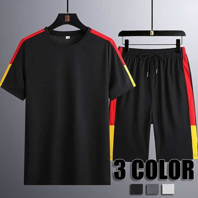 上下 セットアップ メンズ 上下セット ハーフパンツ スポーツ 上下セット 夏物 春物 M L XL 2XL 3XL ルームウェア メンズファッション 3色の通販は