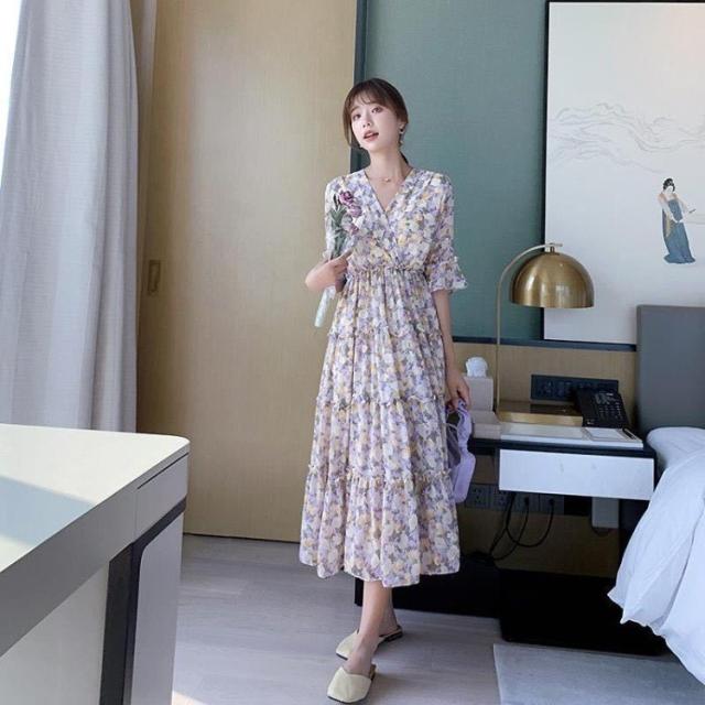 ワンピース レディース 40代 キレイめ ルロング丈ワンピース 春夏 五分