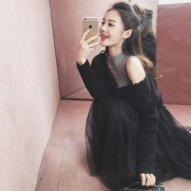 ワンピース セーター 2点セット 春秋 ニット ワンピース ロング 着やせ 女子会 レディース 着やせ 上質感 ゆったり ストレッチ2018新作 5,220円