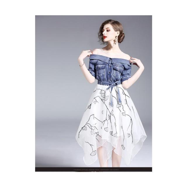 マキシワンピ ドッキングワンピース 総 刺繍 レディースワンピース