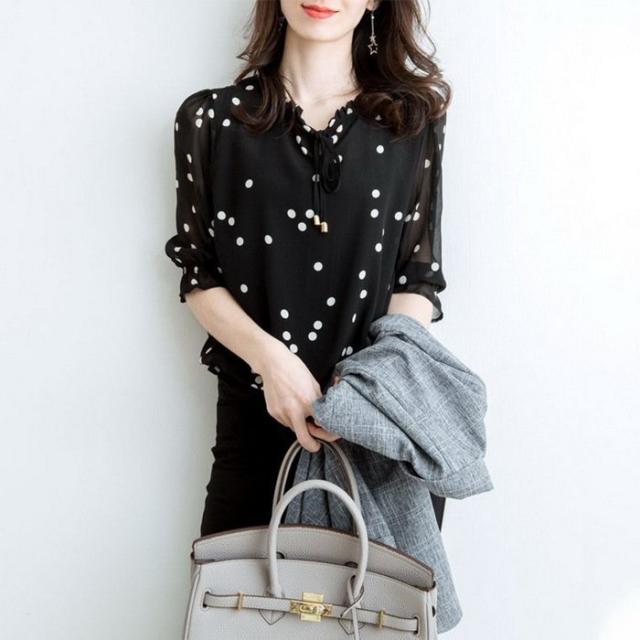 ブラウス レディース 40代 春夏新作 オシャレブラウス シフォンブラウス ドット柄ブラウス 上品 半袖トップス おしゃれ 韓国風 通勤 OL ゆったりtシャツ 30代の通販は 5,457円