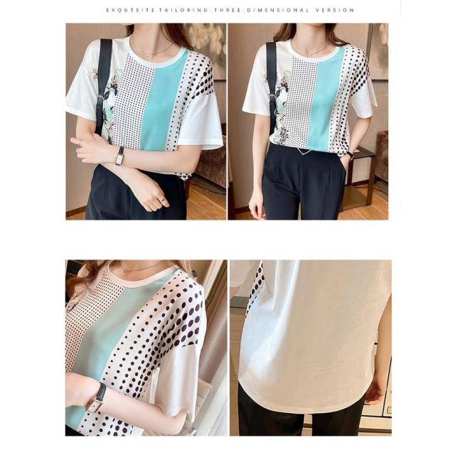 Tシャツ レディース 40代 春夏新作 オシャレブラウス レションTシャツ 半袖トップス 幾何プリント Tブラウス 大人 通勤 ゆったりTシャツ カットソー 30代 50代 Tシャツ レディース 40代 春夏新作 オシャレブラウス 白Tシャツ 半袖