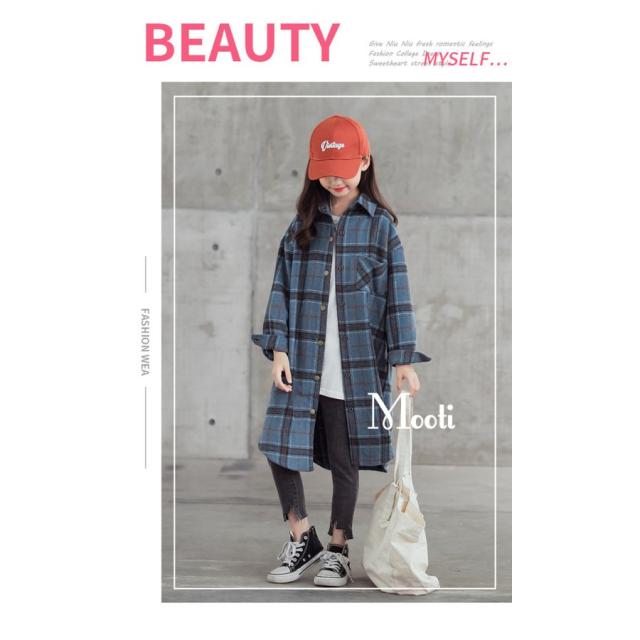 子供服 シャツジャケット女の子 キッズシャツ 厚手 長袖 チェック柄 ジャケット 韓国子供服 アウター 秋冬 女児 ジュニア 防寒 おしゃれ 通学/通園_1