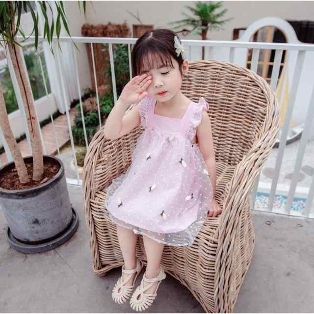 ワンピース ノースリーブ キッズ ベビー 子供服 女児 女の子 スクエアネック 膝丈 ミディアム オーガンジー フレア フリル Aライン 春 夏 可愛 abmoghatari.ir