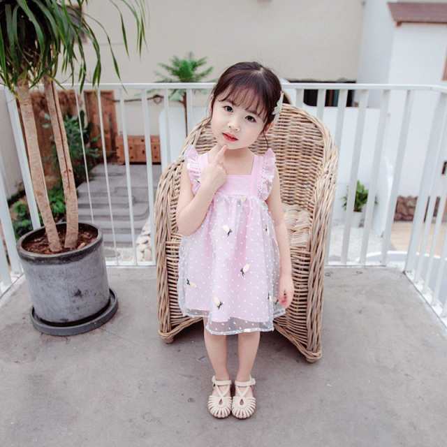 ワンピース ノースリーブ キッズ ベビー 子供服 女児 女の子 スクエアネック 膝丈 ミディアム オーガンジー フレア フリル Aライン 春 夏 可愛 abmoghatari.ir