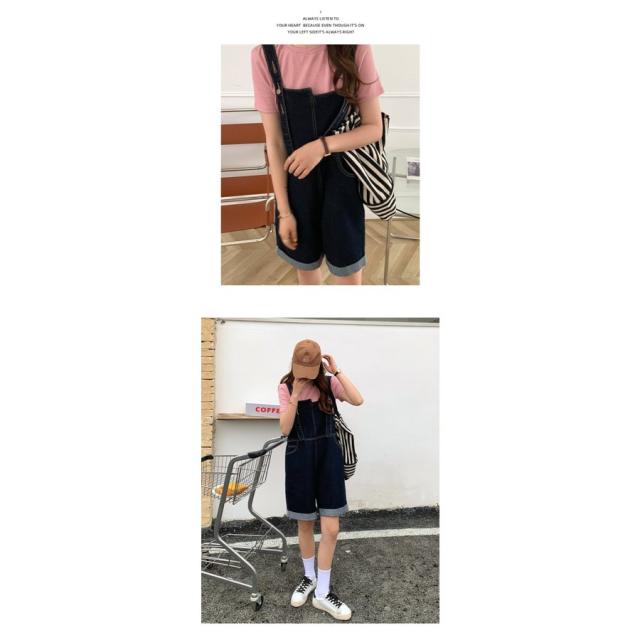 サロペット オーバーオール レディース デニム ロールアップショート