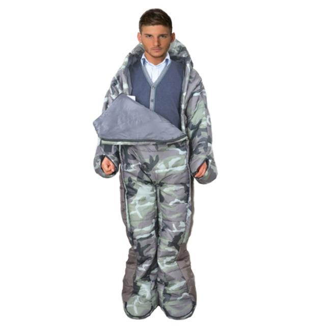 寝袋 人型寝袋 防水 丸洗い可 寝袋 シュラフ -5℃〜5℃ 極寒対応 高通気性 防カビ 防虫 防災 撥水 コンパクト お部屋の中でもアウトドアも大活躍 登山 キャンプ 災害避難所 野宿 歩ける 車中泊で保温性抜群 スマホの操作や読書 食事も楽々 防寒着