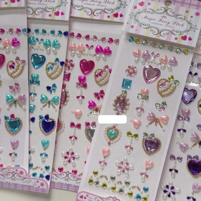 デコ ハート キラキラシール 宝石 ストーンシール 箔押し シール帳