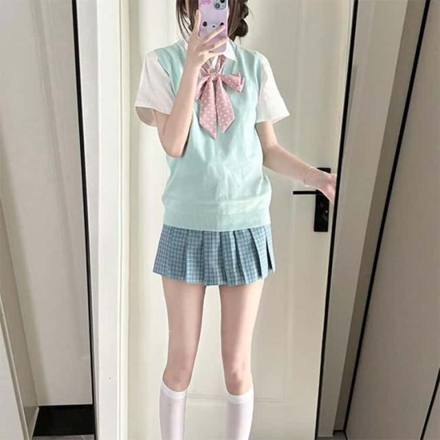 重ね着 なんちゃって 夏 春 JK ニットベスト 送料無料 制服 ベスト スクール スクールベスト レディース 高校 女子高生 学生 中学 通学 女子 学生服 大きい 小さい 男女兼用 ユニセックス Vネック スクールベスト レイヤード ニットベストの通販は