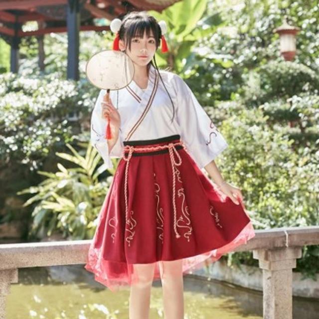 L⑧2 レディース 浴衣 和服 和風 古風 祭り 漢服 韓服 コスプレ 巫女 Qoo10] コスプレ 巫女 浴衣 和服 着物 ミニ