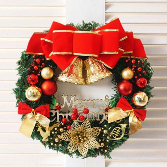 クリスマスリース 40cm 50cm 特大 玄関 外 北欧 おしゃれ リボン ベル