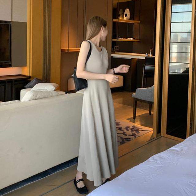 ワンピース ロング丈 リブ ニット レディース 春 秋 冬 ニット
