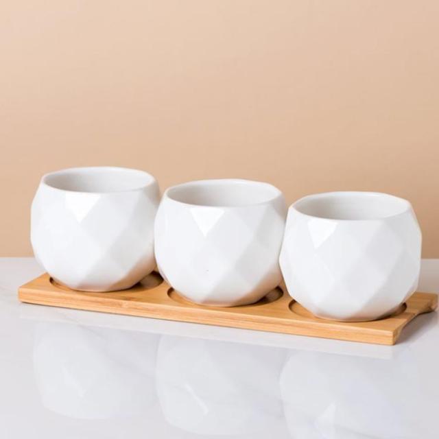 多肉植物 寄せ植え 鉢 植木鉢 3個セット 陶器 キューブ型 四角 底穴