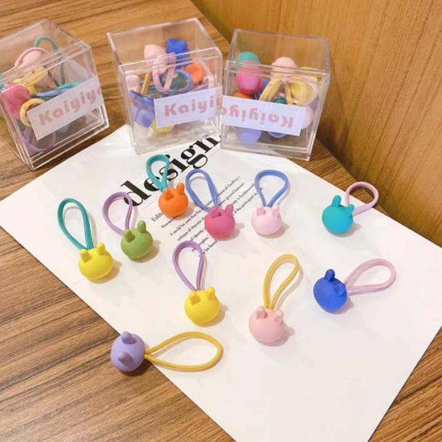 ⑤ カラフルくまさんうさぎさんヘアゴム ⑥番 カラフルくまさん うさぎ
