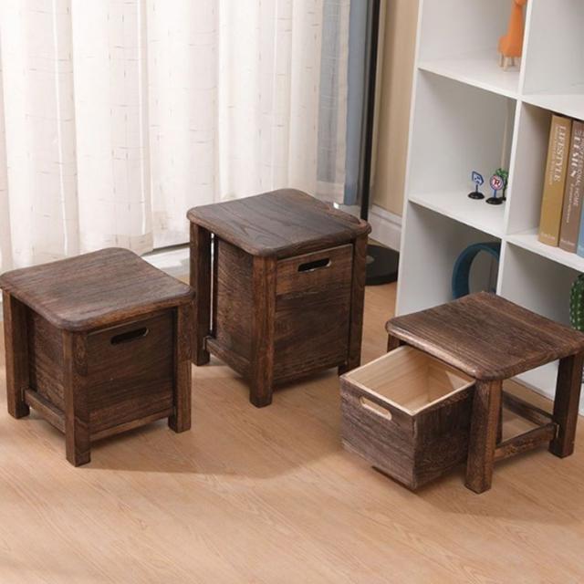 木製　スツール　引き出し付　組み木 引き出し付き 木製 スツール 収納 収納ボックス 収納スツール おしゃれ