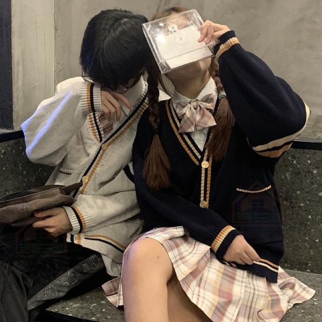 女子高生 新モデル 学生 制服 カーディガン 通学 スクールカーディガン