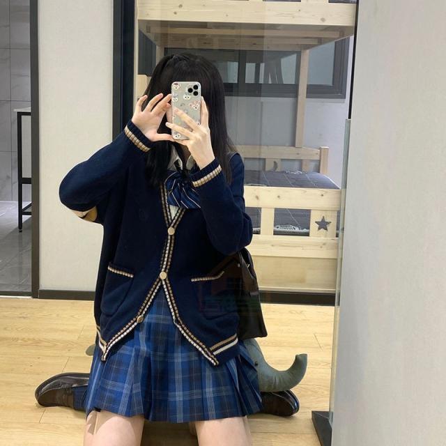 女子高生 新モデル 学生 制服 カーディガン 通学 スクールカーディガン